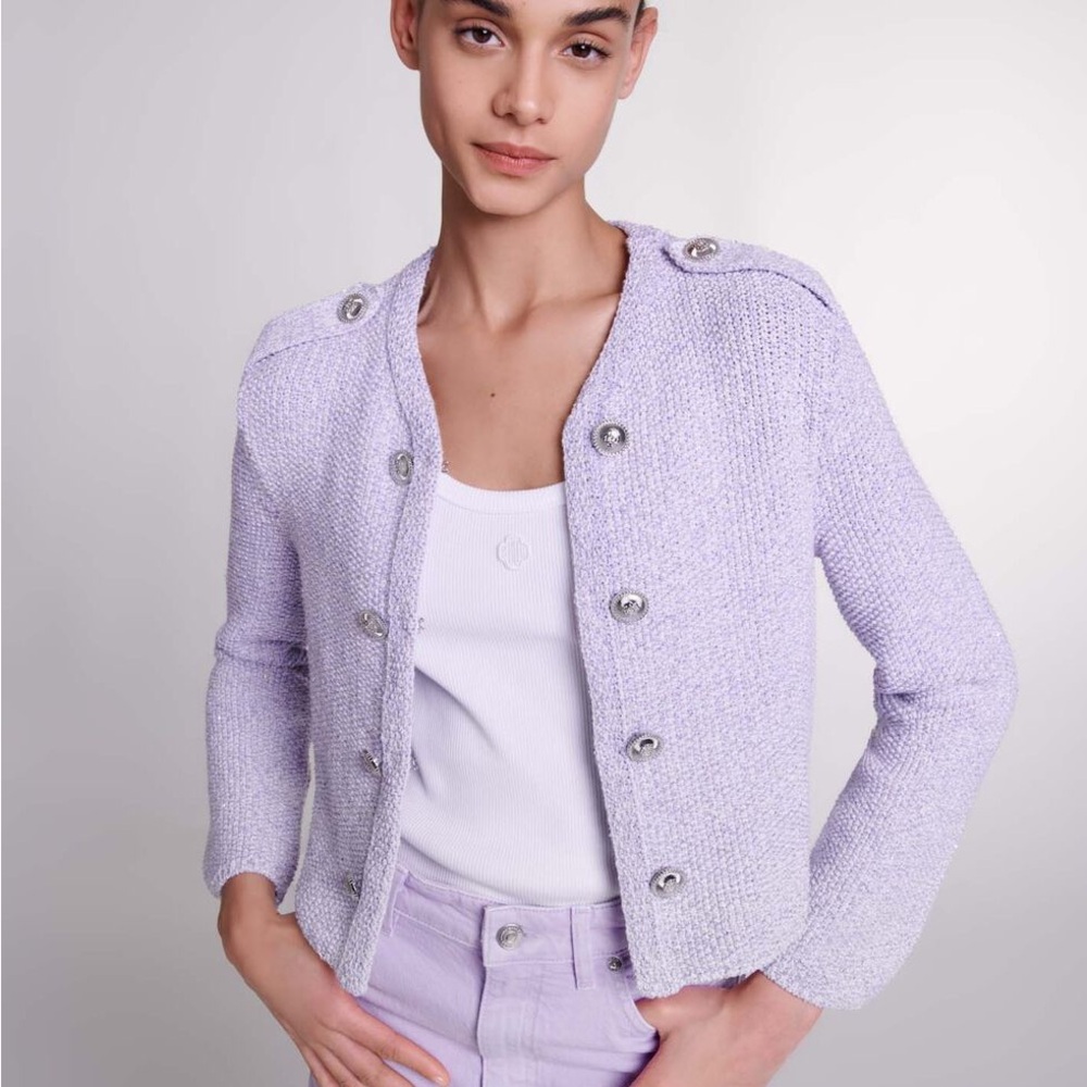 Lavender Button-Up Women's Sweater